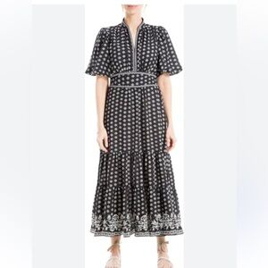 Max studio size large Elegant Black and White Patterned Dress